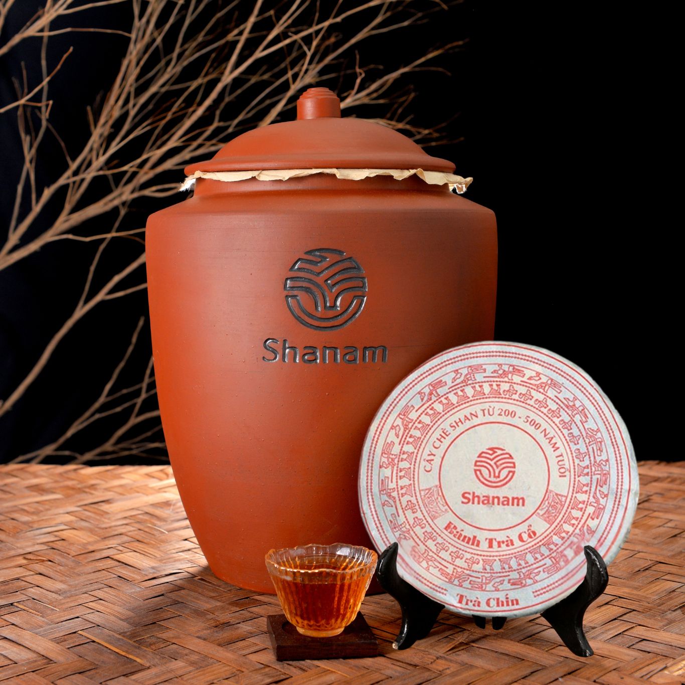 TRÀ VÀNG - CHUM 12 BÁNH TRÀ CHÍN 2023 YÊN BÁI 1 TÔM - 3 LÁ BTR