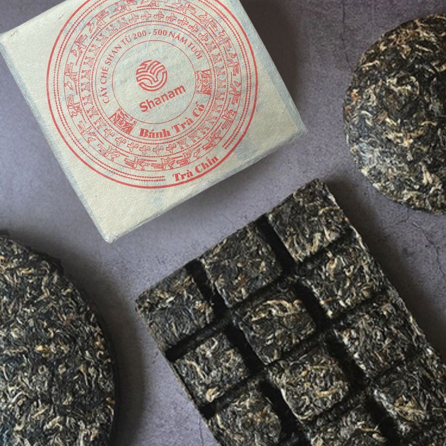 TRÀ VÀNG - BÁNH TRÀ CHÍN 2022 YÊN BÁI 1 TÔM - 3 LÁ 100G BCN