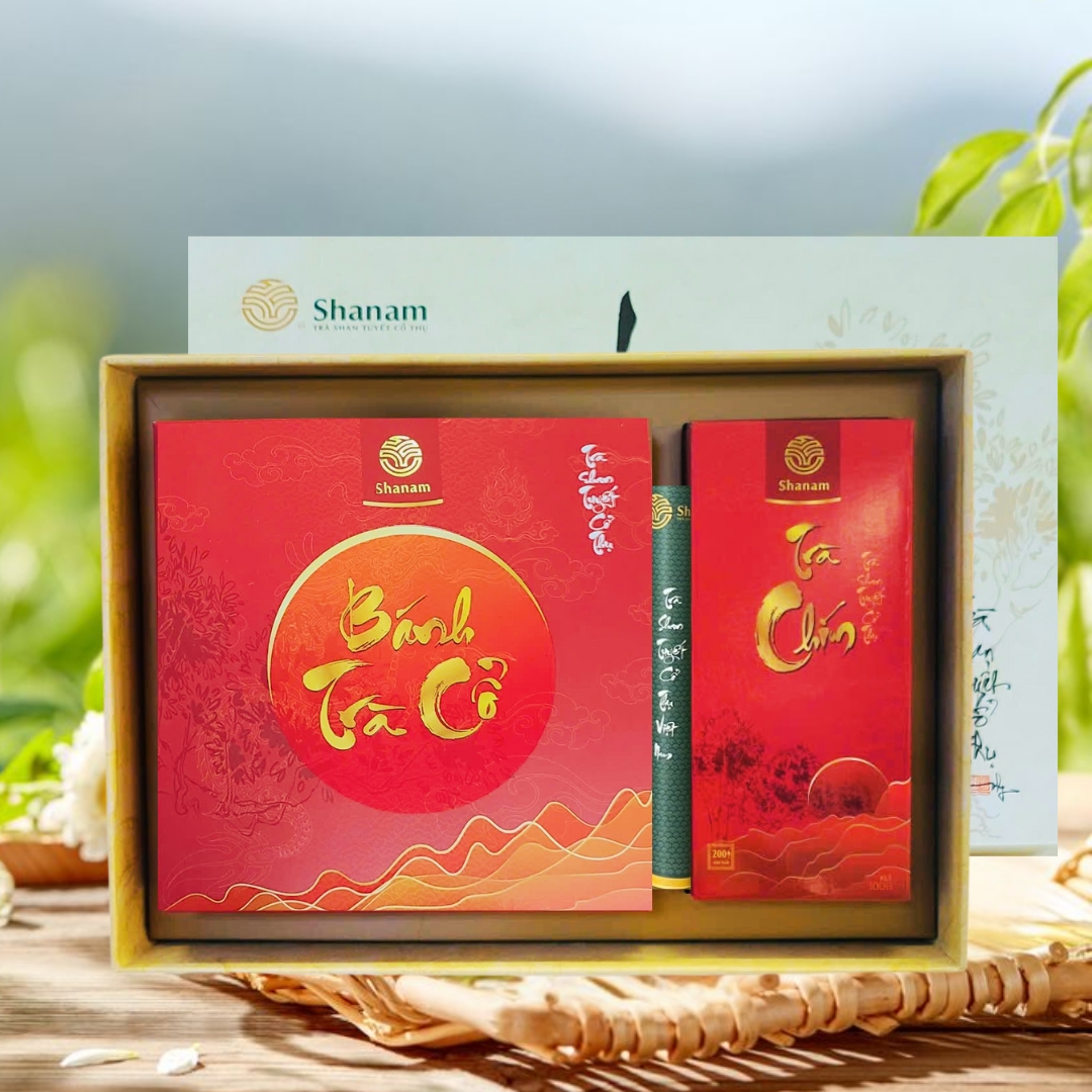 SÉT MIX TRÀ CHÍN BÁNH + RỜI ( BÁNH TRÀ CHÍN 2022 YÊN BÁI 1 TÔM 3 LÁ ,300G + HỘP TRÀ CHÍN)