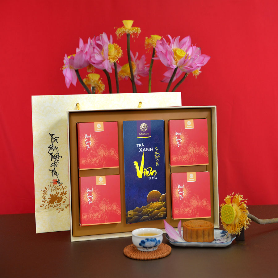 SET TRÀ BÁNH TT0104H ( 1 HỘP TRÀ XANH VIÊN 80G + 4 BÁNH TT 120G )