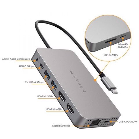 Cổng chuyển USB-C Hyperdrive Dual 4K HDMI 10 in 1 có tốt không?