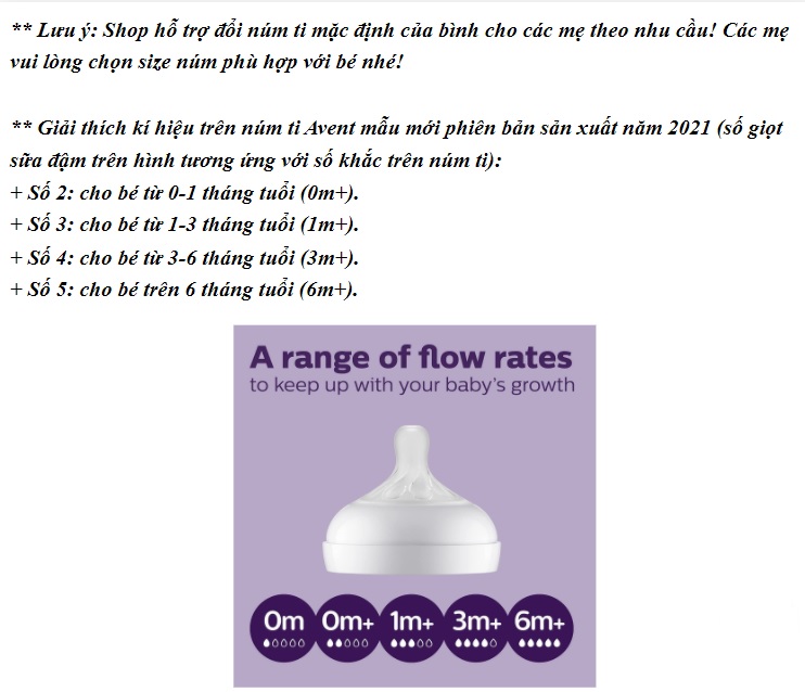 (Phiên bản 2021) Bình sữa Avent Natural núm ti mềm dung tích 125ml/260ml/330ml