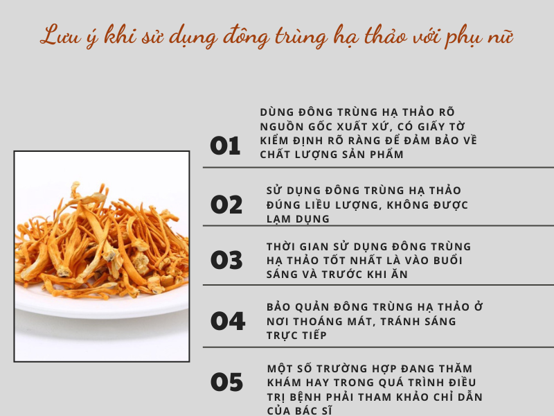 lưu ý sử dụng đông trùng hạ thảo ở phụ nữ