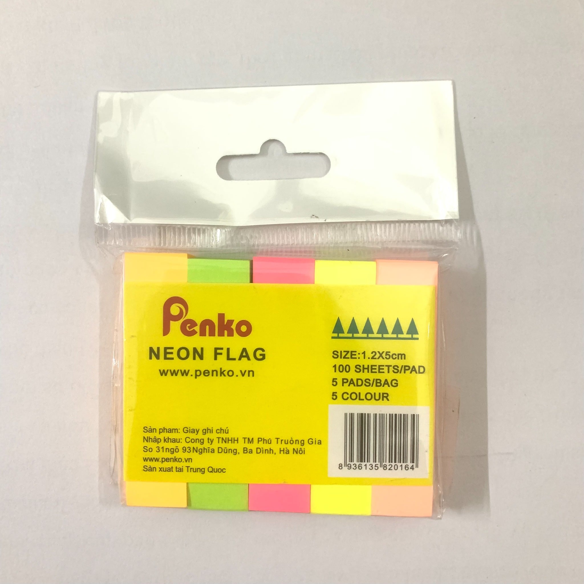 Giấy note phân trang 5 màu Penko (50x12mm)
