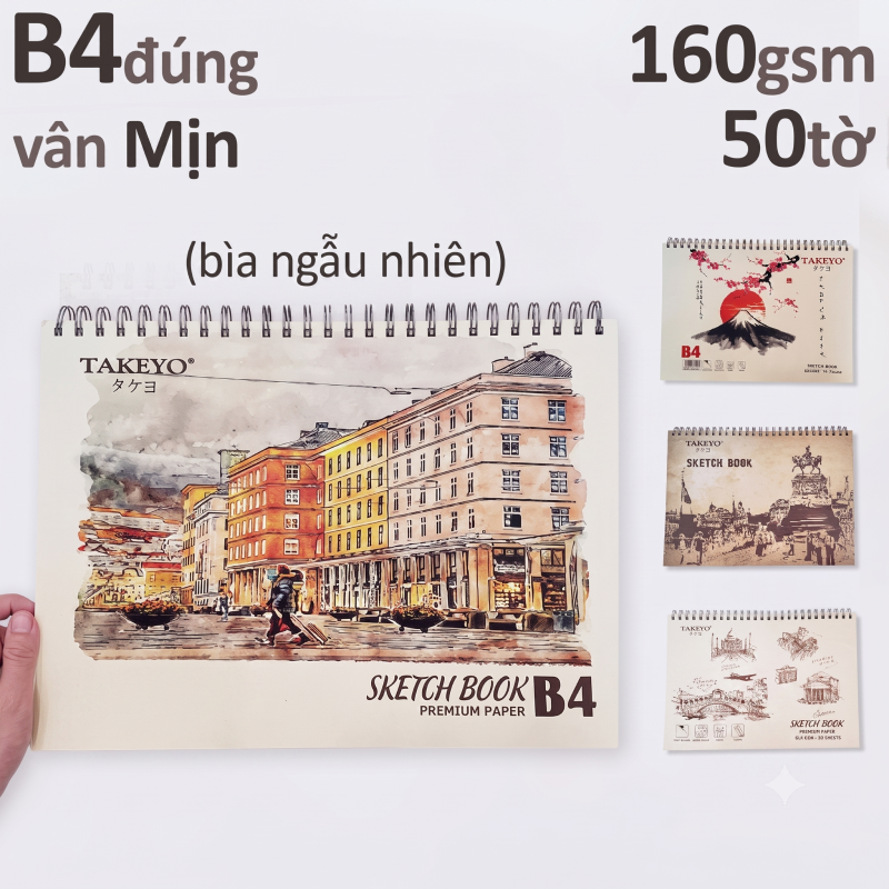 Sổ Vẽ Chì B4 Takeyo Sketchbook Lò Xo 160gsm 50 Tờ