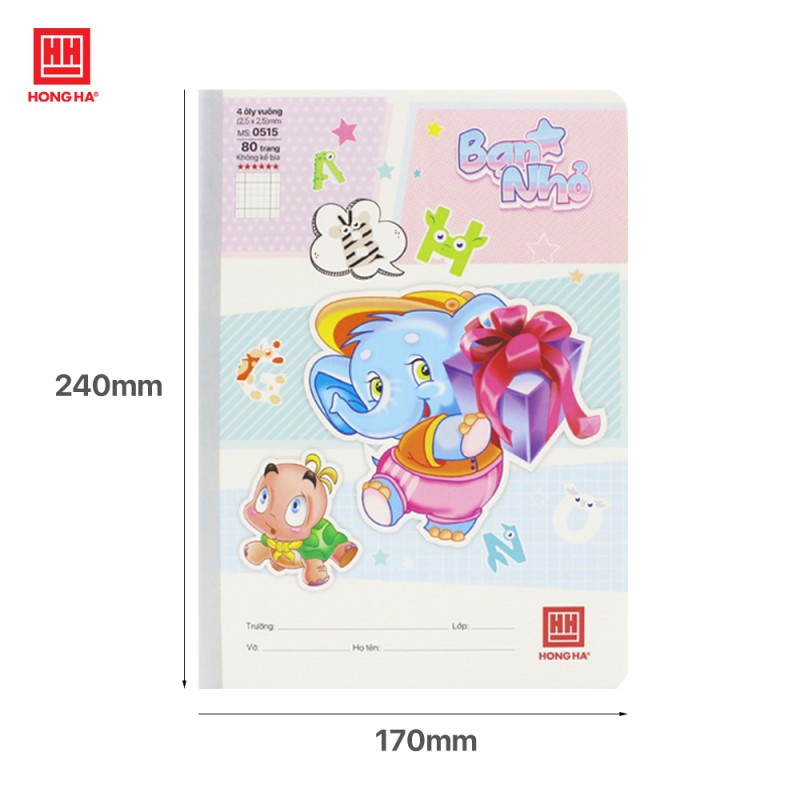 Vở 4 Ô ly 80 trang Hồng Hà School Bạn nhỏ - 0515