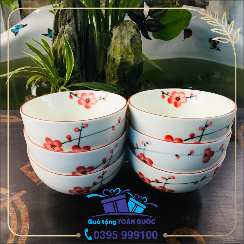 bát cơm quà tặng in logo, ly cơm sứ in logo, bát cơm hoa đào quà tặng, bộ quà tặng dưới 150k, bộ 6 bát cơm in logo, quà tặng gốm sứ, xưởng sản xuất gốm sứ, ly cơm in logo theo yêu cầu, quà tặng tết 2022