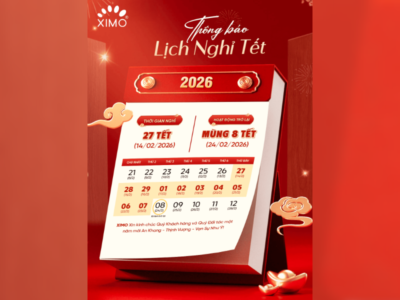 XIMO THÔNG BÁO LỊCH NGHỈ TẾT NGUYÊN ĐÁN 2026