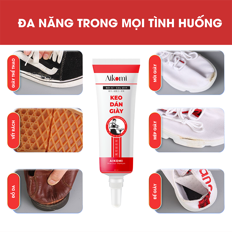 Keo dán giày thể thao, giày da Aikomi trong suốt siêu dính dùng nhiệt không tổn thương tay