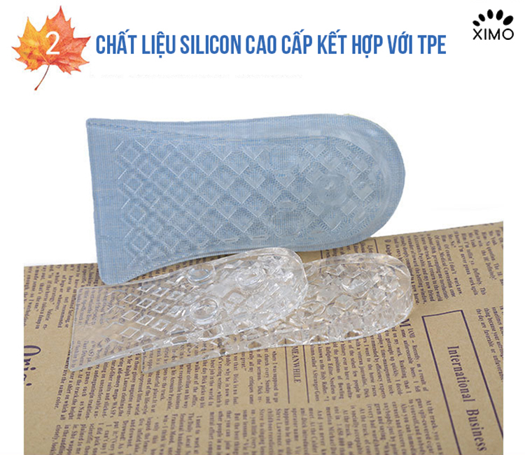 Lót giày tăng 4,5cm 3 nấc silicon nửa bàn loại L2 - Black (Bán Chạy)