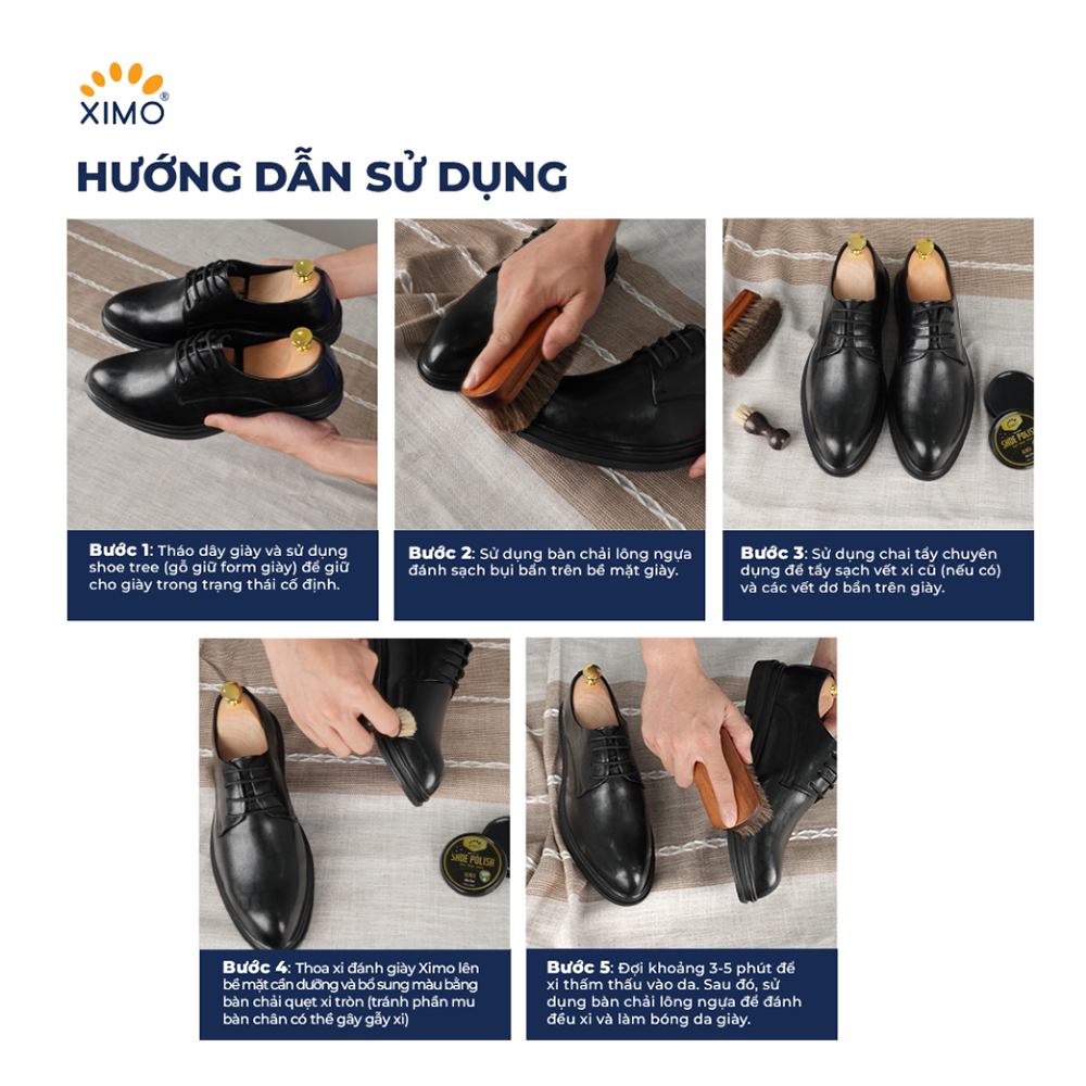 Xi Đánh Giày Sáp Shoe Polish XIMO Đen, Không Màu, Nâu Đủ Màu Chính Hãng XI08