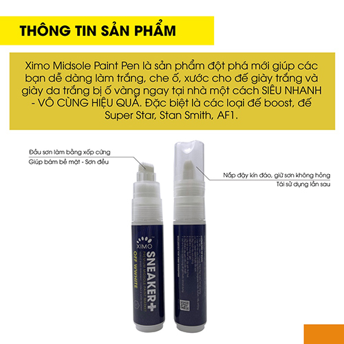 Bút Repaint đế giày tẩy trắng, sơn trắng làm mới phục hồi giày Ximo Midsole Paint Pen XXI23 15ml