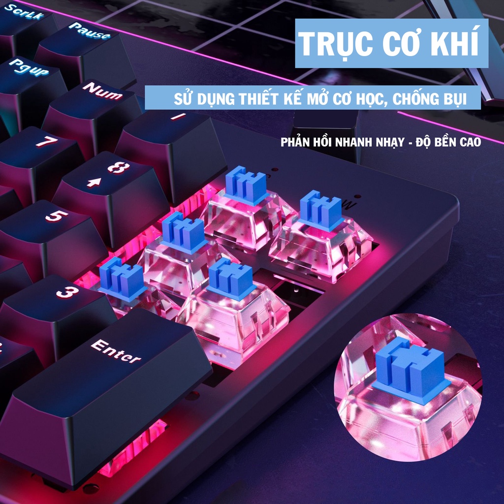 Bàn phím cơ Panstan Pk200 dòng Blue switch Led đổi màu chuyên Game