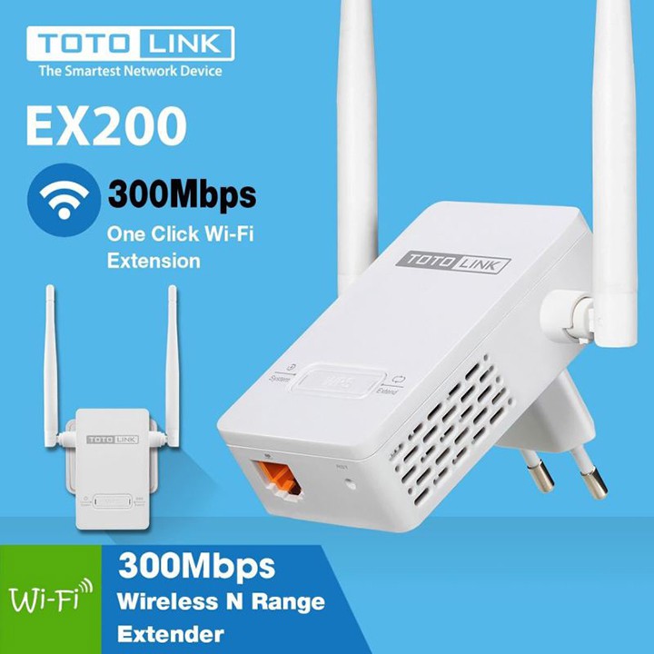 Bộ Kích Sóng Wifi Repeater Chuẩn N 300MBPS Totolink EX200 -Tăng Cường Tín Hiệu Wifi, Giải Quyết Vấn Đề Mất Sóng