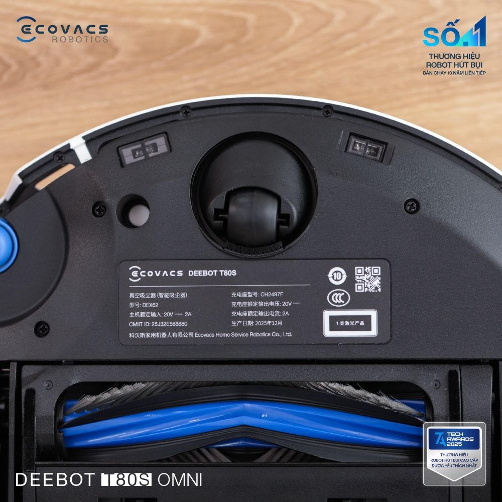 Robot hút bụi Ecovacs Deebot T80s Omni | Lực hút 24.800 Pa