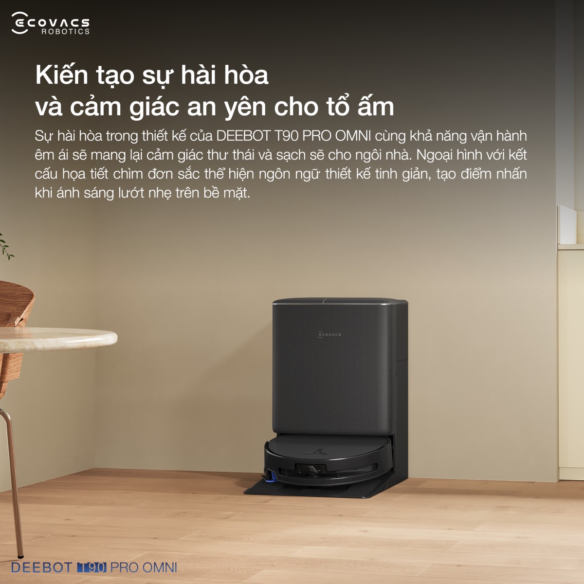 Robot hút bụi Ecovacs Deebot T90 Pro Omni | Lực hút 30.000 Pa