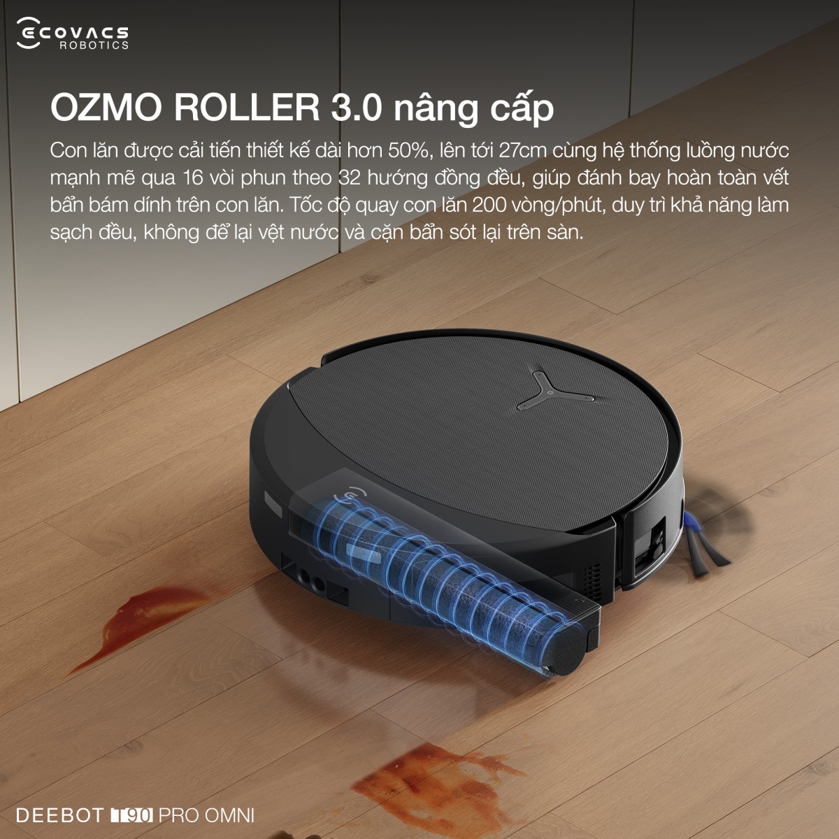 Robot hút bụi Ecovacs Deebot T90 Pro Omni | Lực hút 30.000 Pa