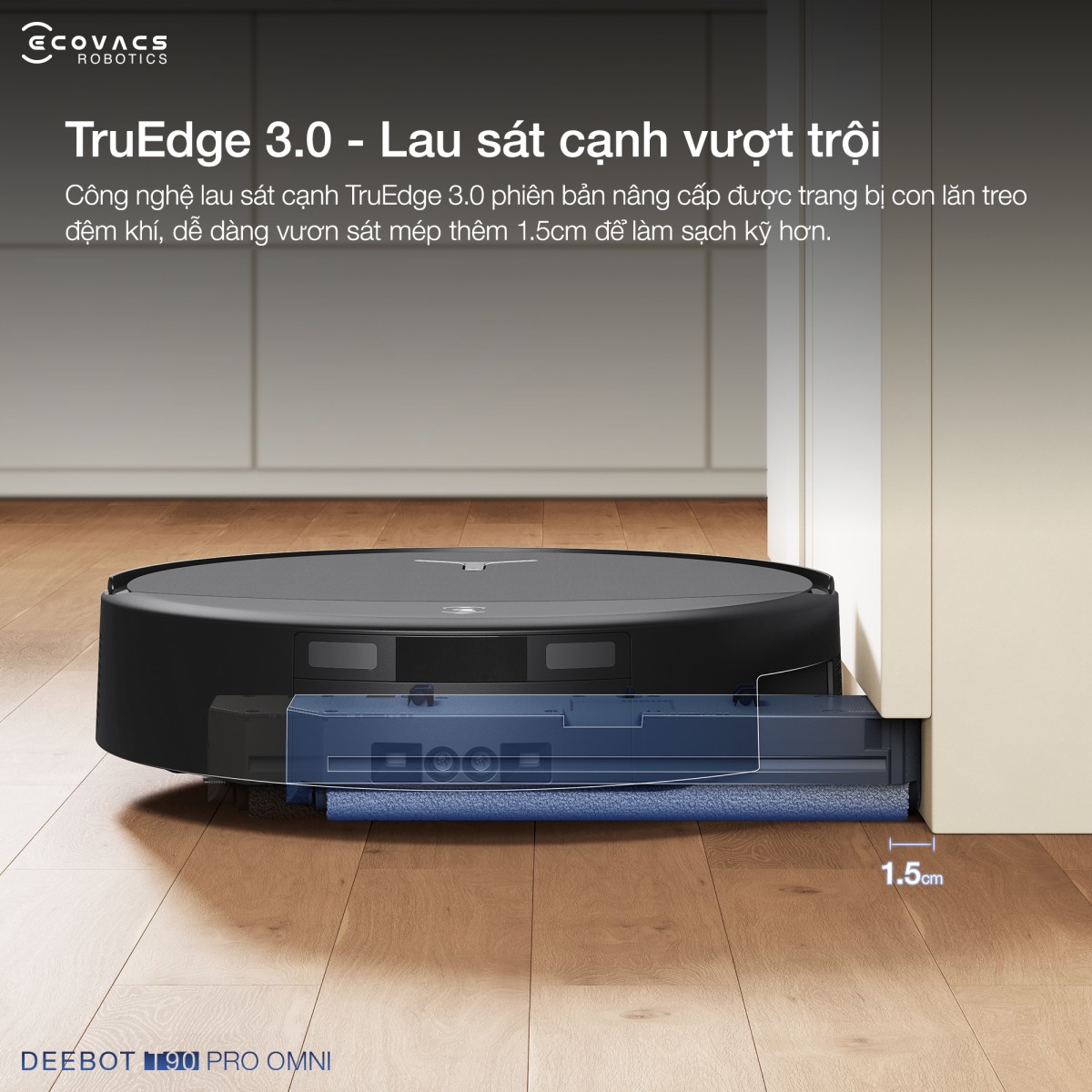 Robot hút bụi Ecovacs Deebot T90 Pro Omni | Lực hút 30.000 Pa