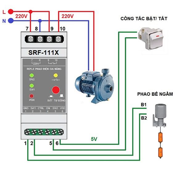 Rơ le an toàn cho phao điện 5.5V - SRF-111X chịu tải công suất lớn, role phao điện