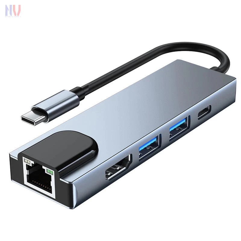 HUB CHUYỂN ĐỔI TYPE-C 5 IN 1 - TYPE-C TO HDMI/ LAN/ USB – ĐA NĂNG