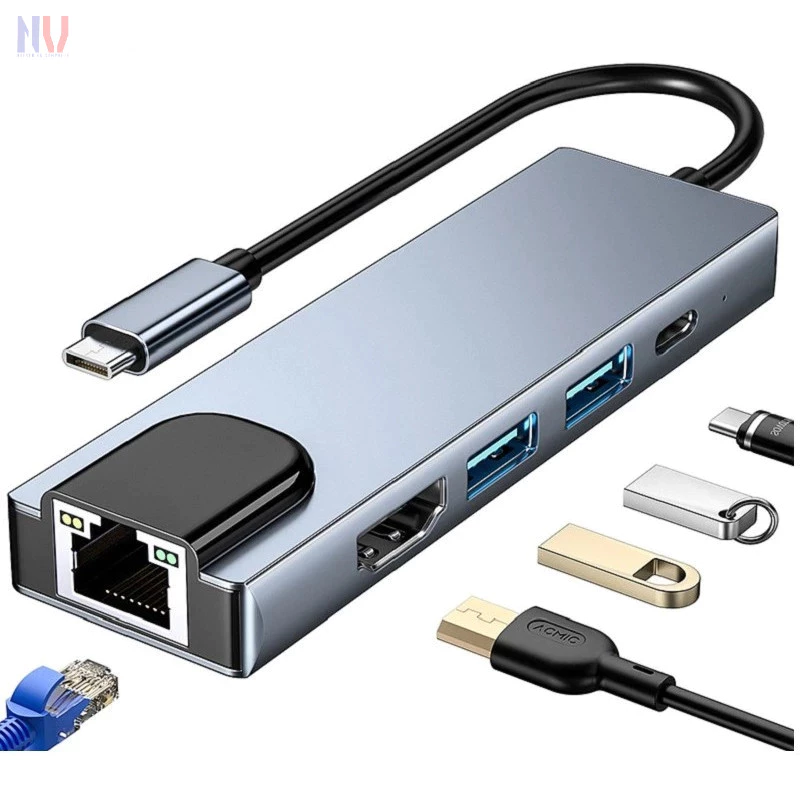 HUB CHUYỂN ĐỔI TYPE-C 5 IN 1 - TYPE-C TO HDMI/ LAN/ USB – ĐA NĂNG