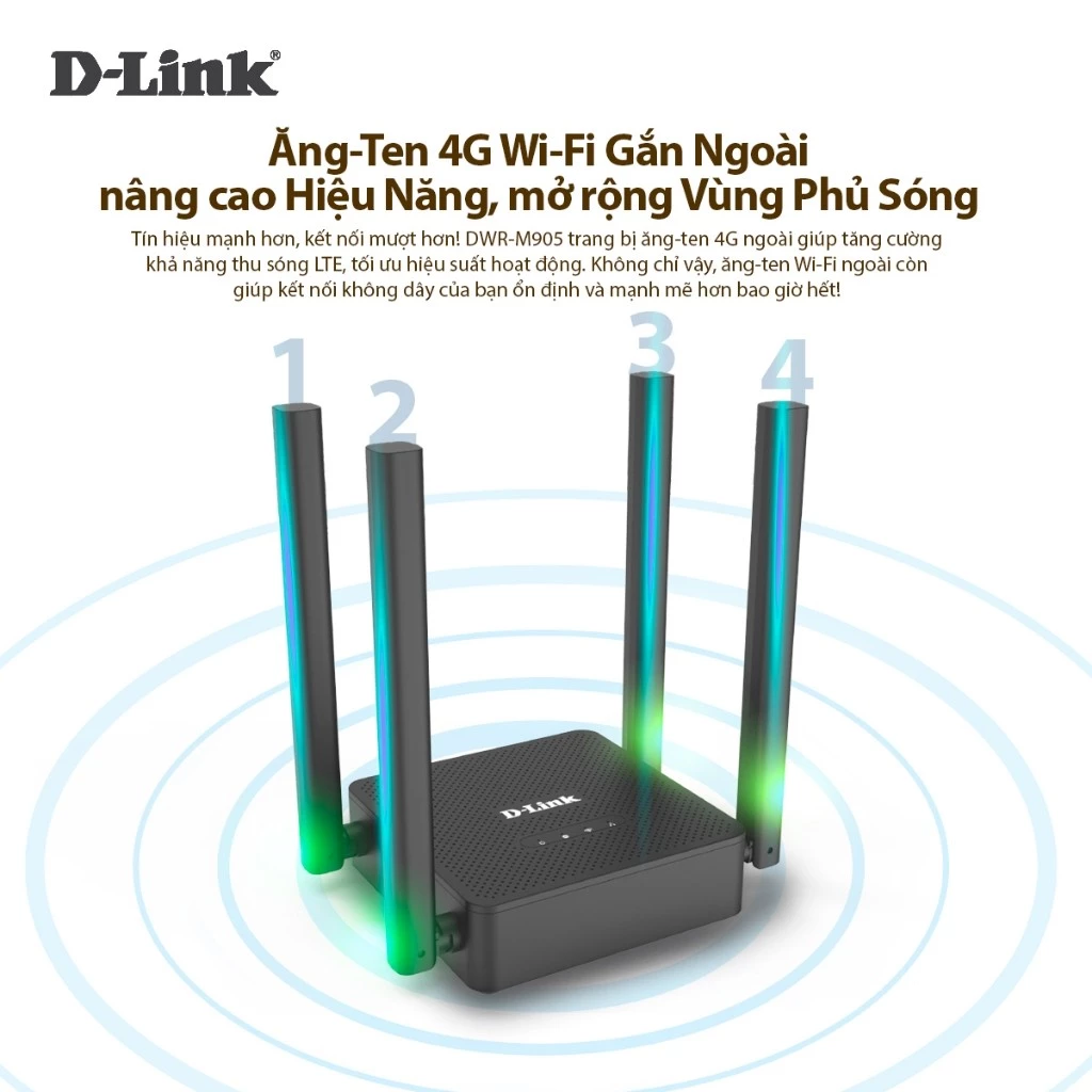 Bộ Phát WiFi Di Động D-Link DWR-M905 4G LTE Chuẩn N300Mbps Dùng SIM Hỗ Trợ Chuyển Đổi Đường Truyền
