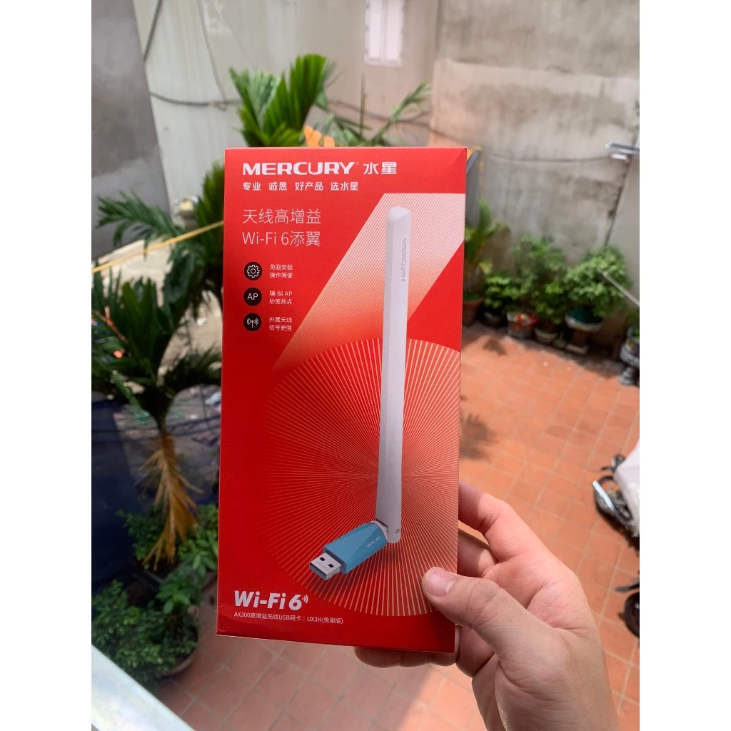 USB Thu Wifi MERCURY WIFI6 UX3H, tốc độ cao, Ăngten dài, thu sóng khỏe