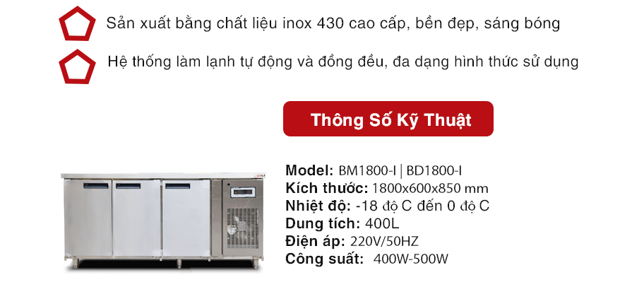 Bàn Đông 3 Cánh Inox Đức Minh 500L-180cm, New 99%