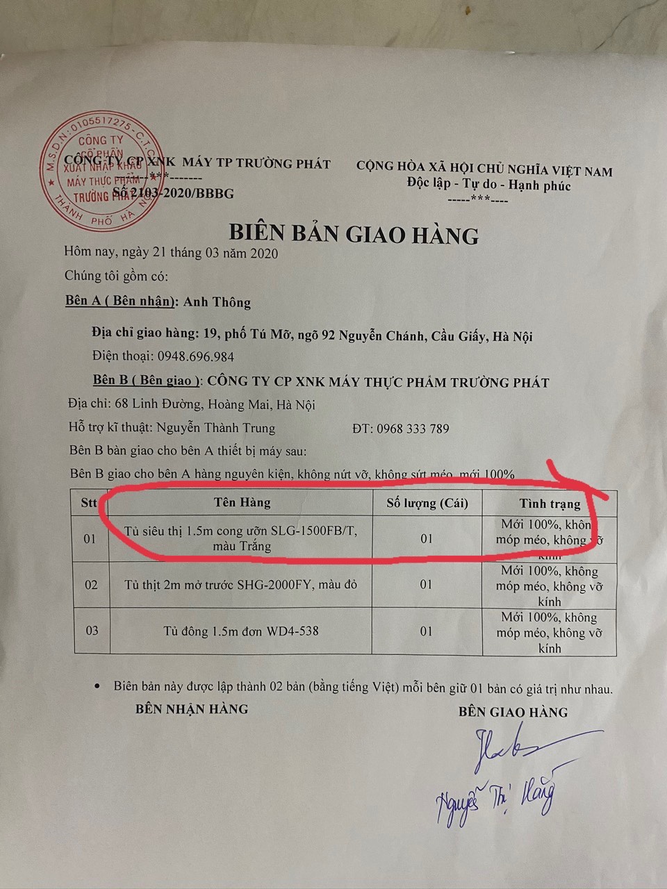 Tủ Trưng Bày Thực Phẩm Siêu Thị Vinacool SGL-1500FB - NEW 98%