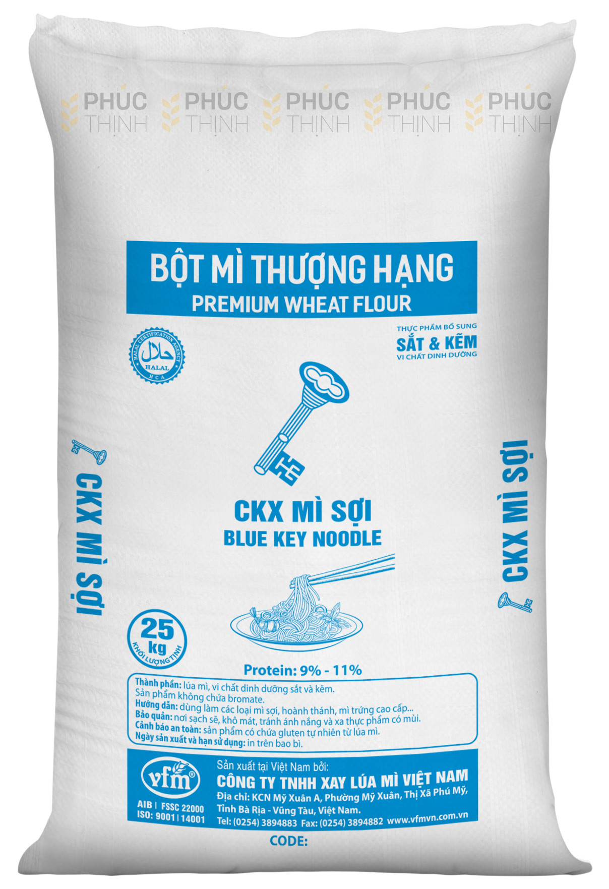 Bột mì Chìa khoá Xanh Mì Sợi - 25kg