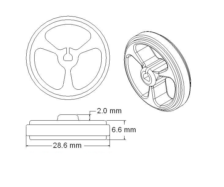 Bánh xe động cơ GA12-N20 đường kính 34mm