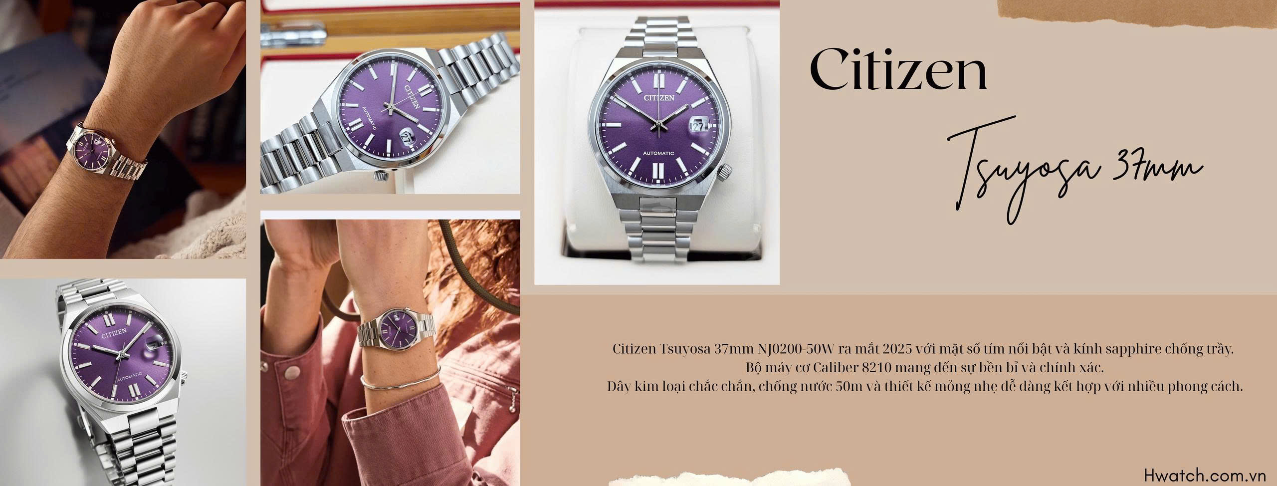 Citizen Tsuyosa 37mm NJ0200-50W Tím – Đồng Hồ Sang Trọng & Tinh Tế 2025
