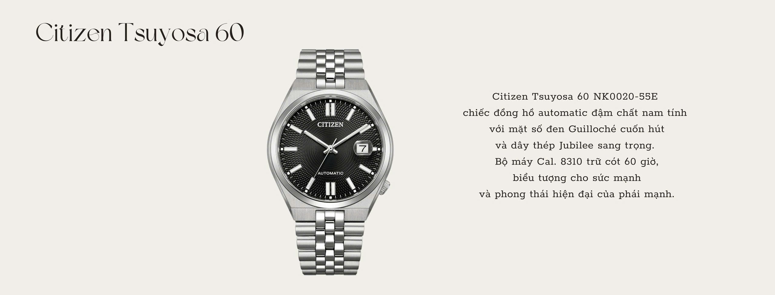 Citizen Tsuyosa 60 NK0020-55E Đen – Đồng Hồ Nhật Bản Cao Cấp | Hwatch