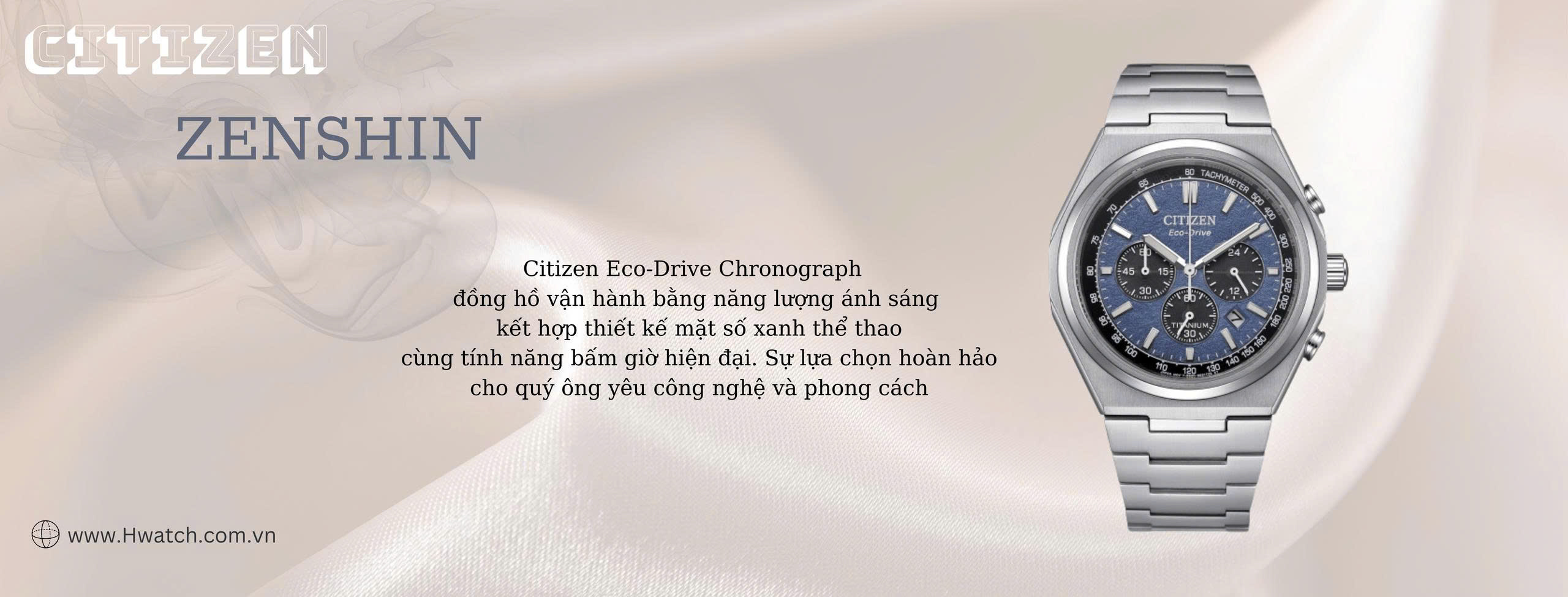 Citizen Zenshin Eco-Drive CA4610-85L Xanh Dương – Chronograph Sang Trọng Chính Hãng