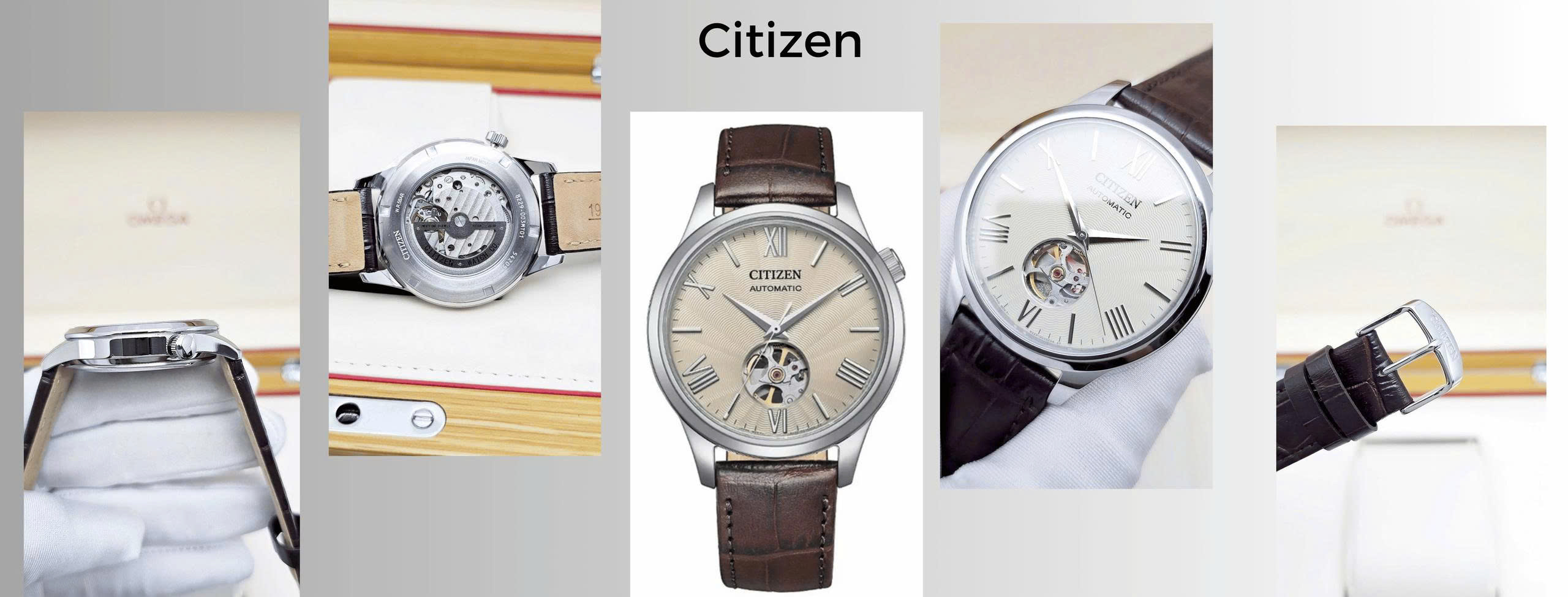 Citizen Automatic Mechanical Open Heart NH9130-17A Beige