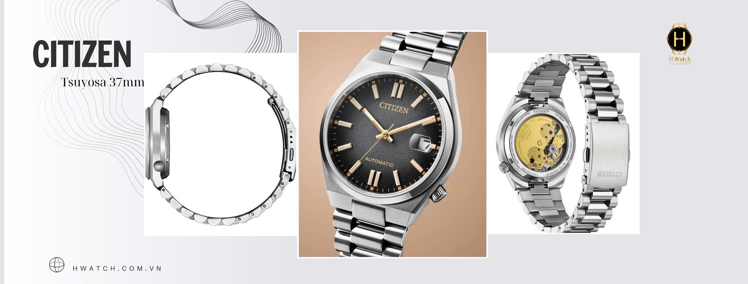 citizen Tsuyosa 37mm NJ0200-50E đen xám