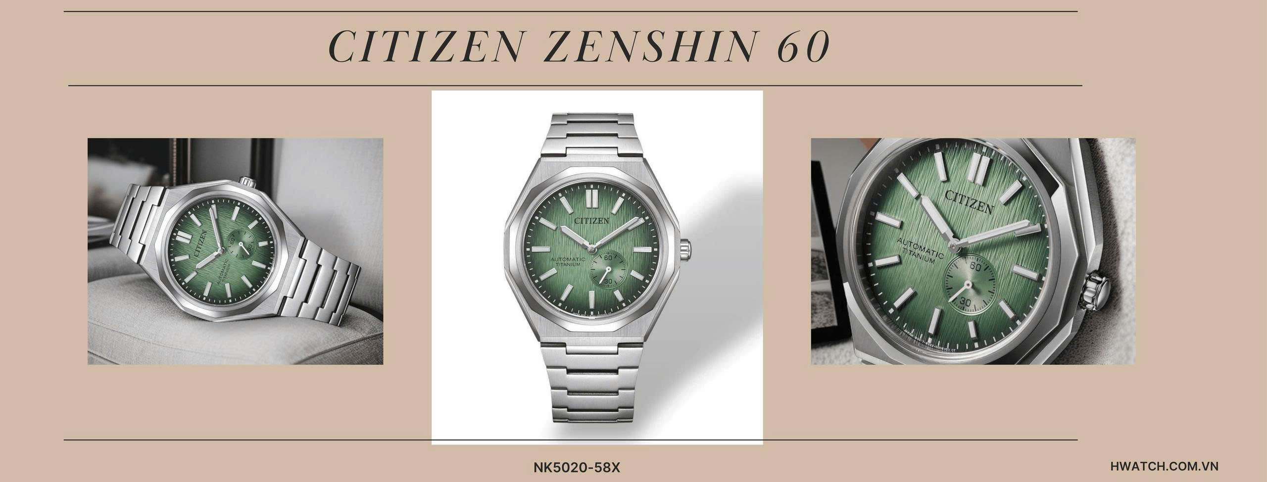 Citizen Zenshin 60 Super Titanium NK5020-58X Green