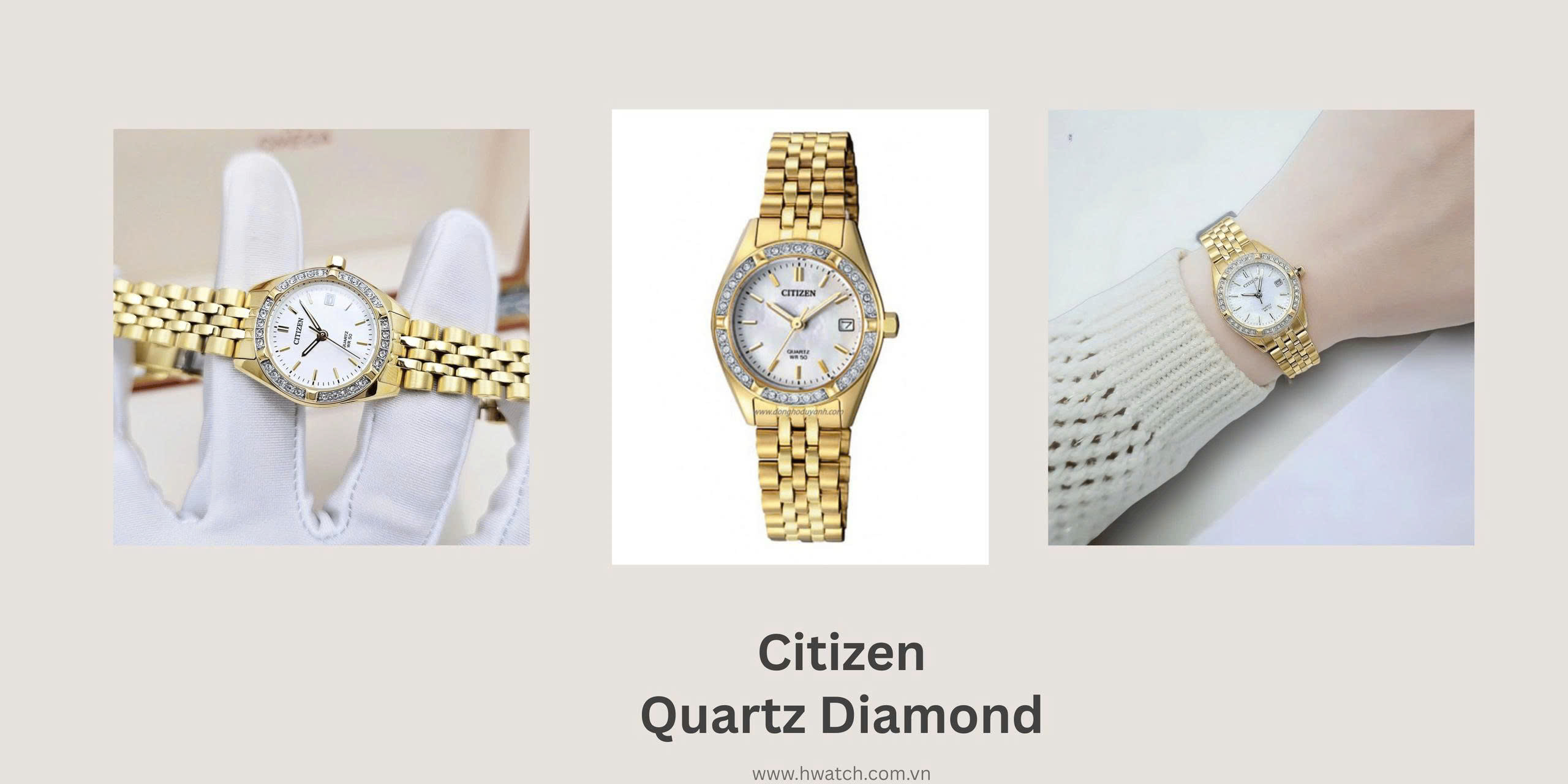 Đồng Hồ Nữ Citizen Quartz Diamond EU6062-50D