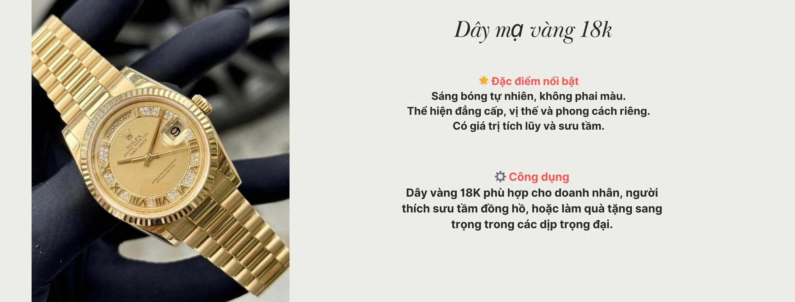 chất liệu Dây mạ vàng 18k