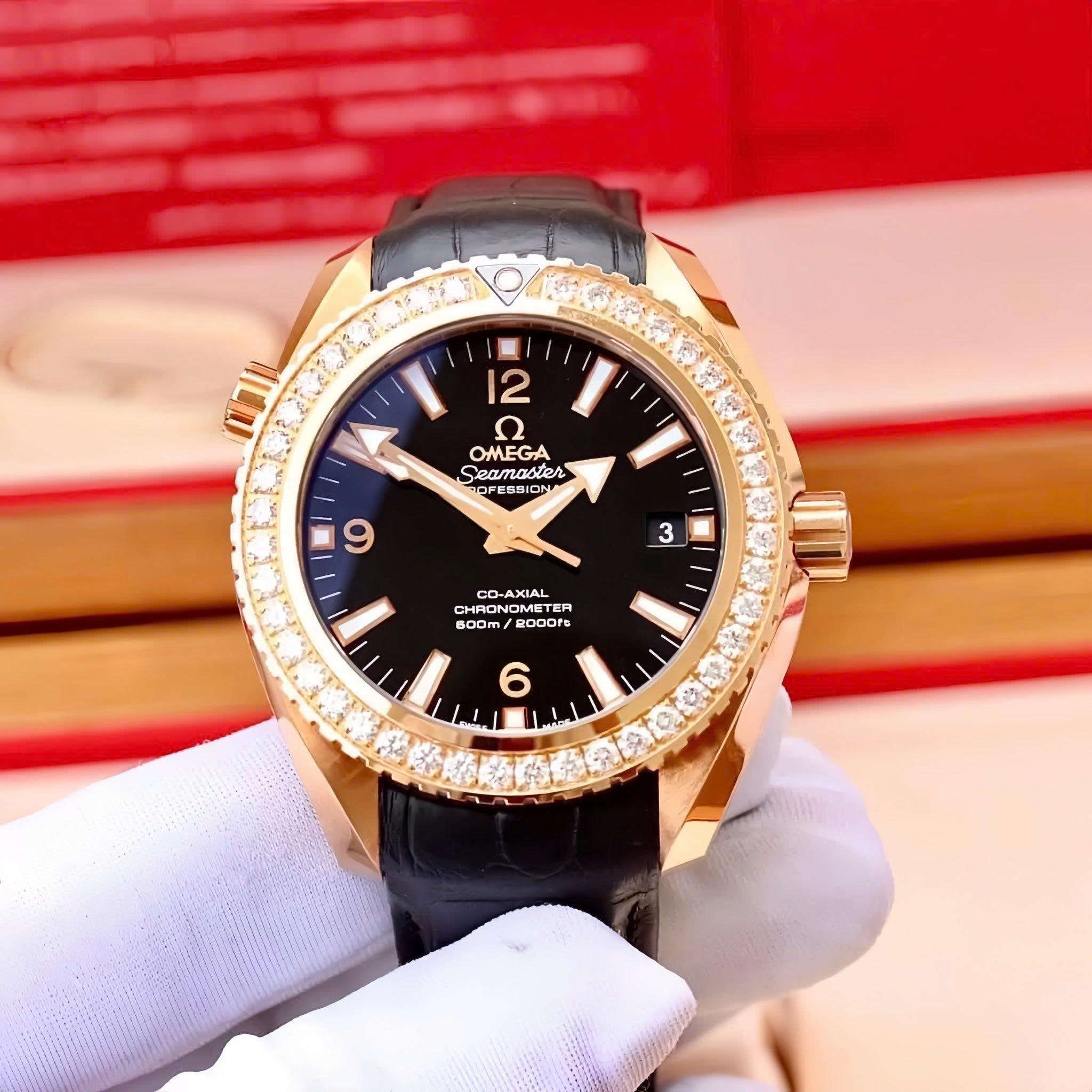 Đồng Hồ Nữ Omega Automatic Seamaster Planet Ocean 18kt Rose Gold