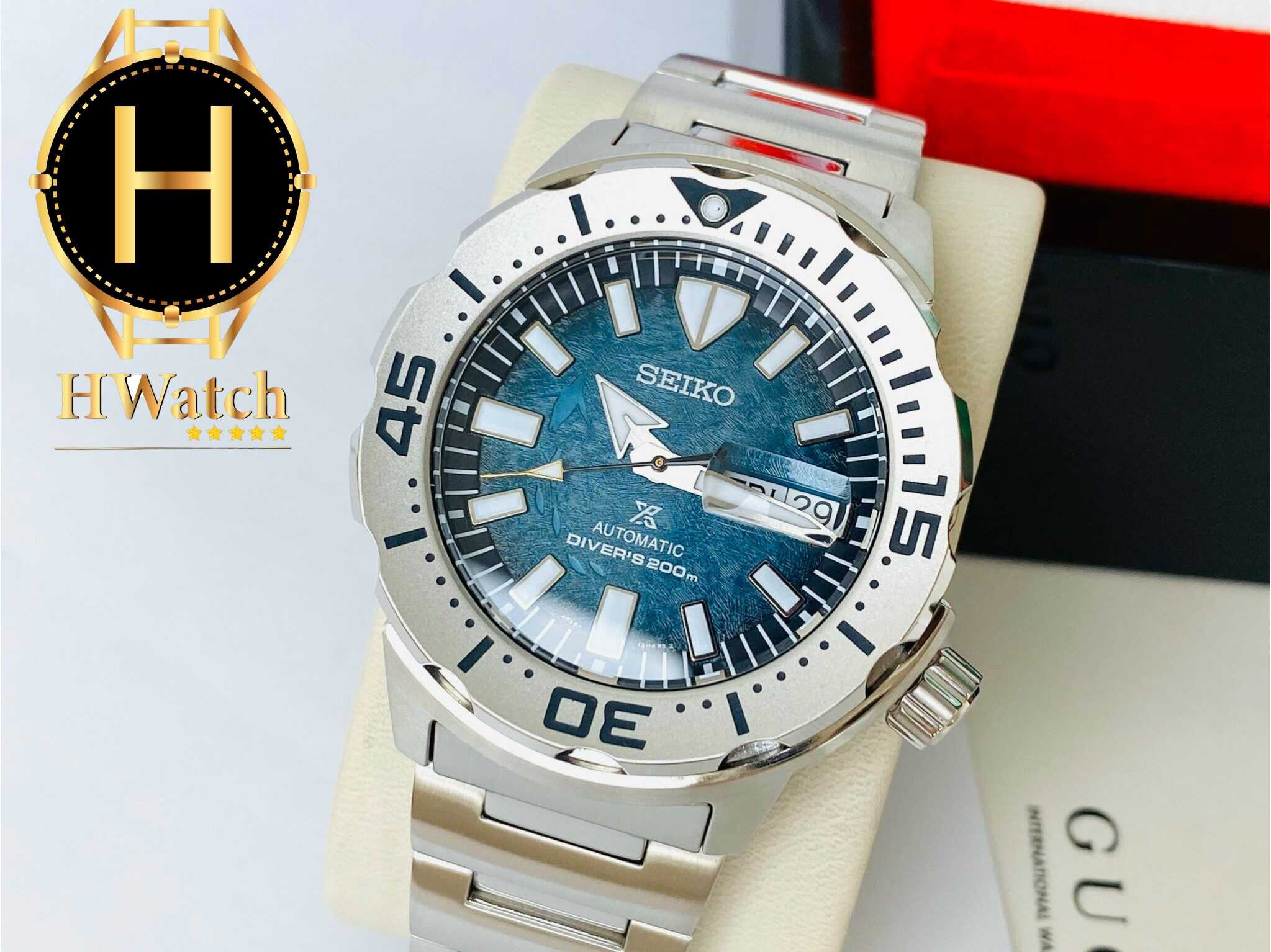 Đồng Hồ Nam Seiko Automatic Diver's SRPH75K1 Dây Sắt Trắng Mặt Xanh |  