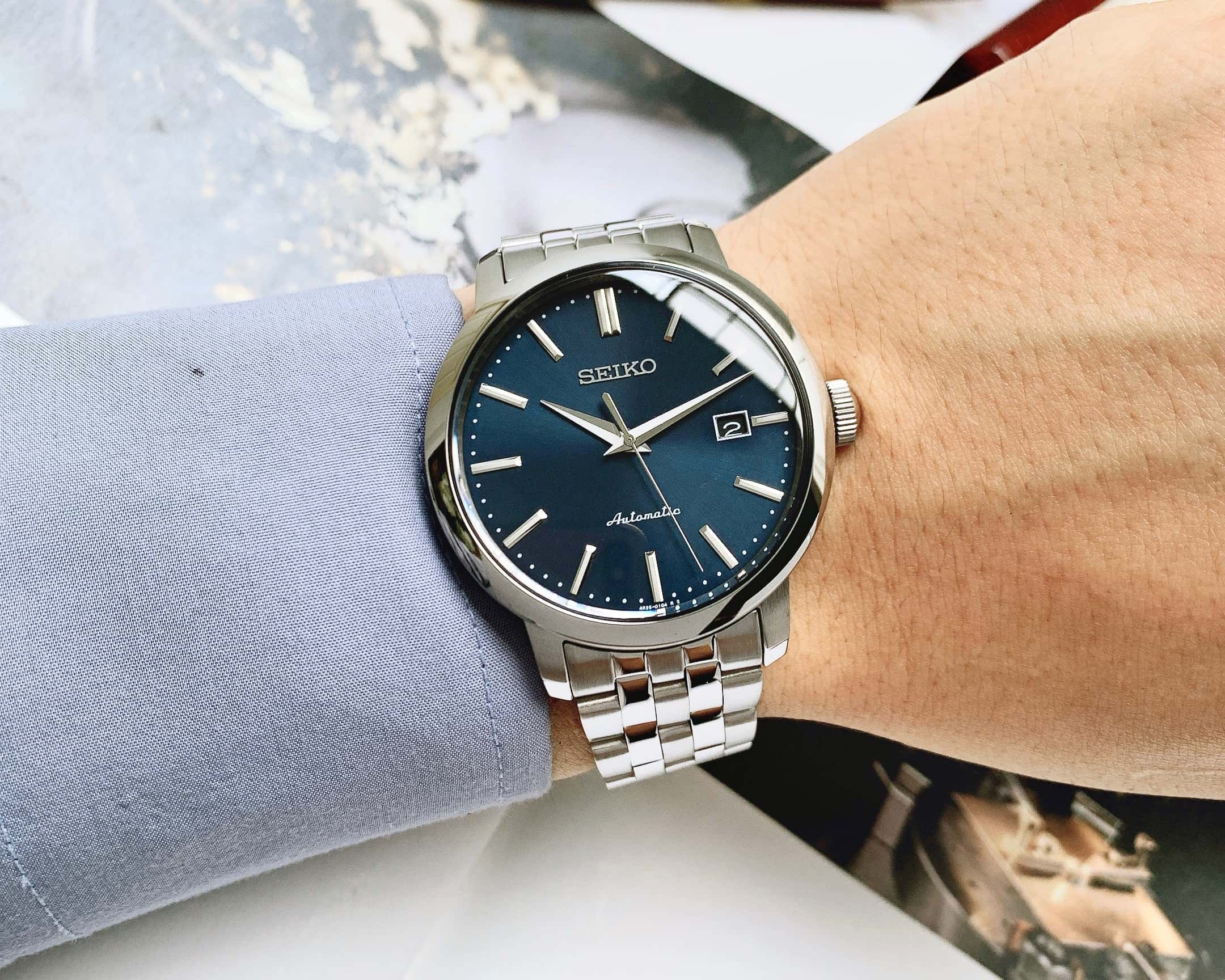 Đồng Hồ Seiko SRPA25K1 Automatic Dây Sắt Blue Nam 