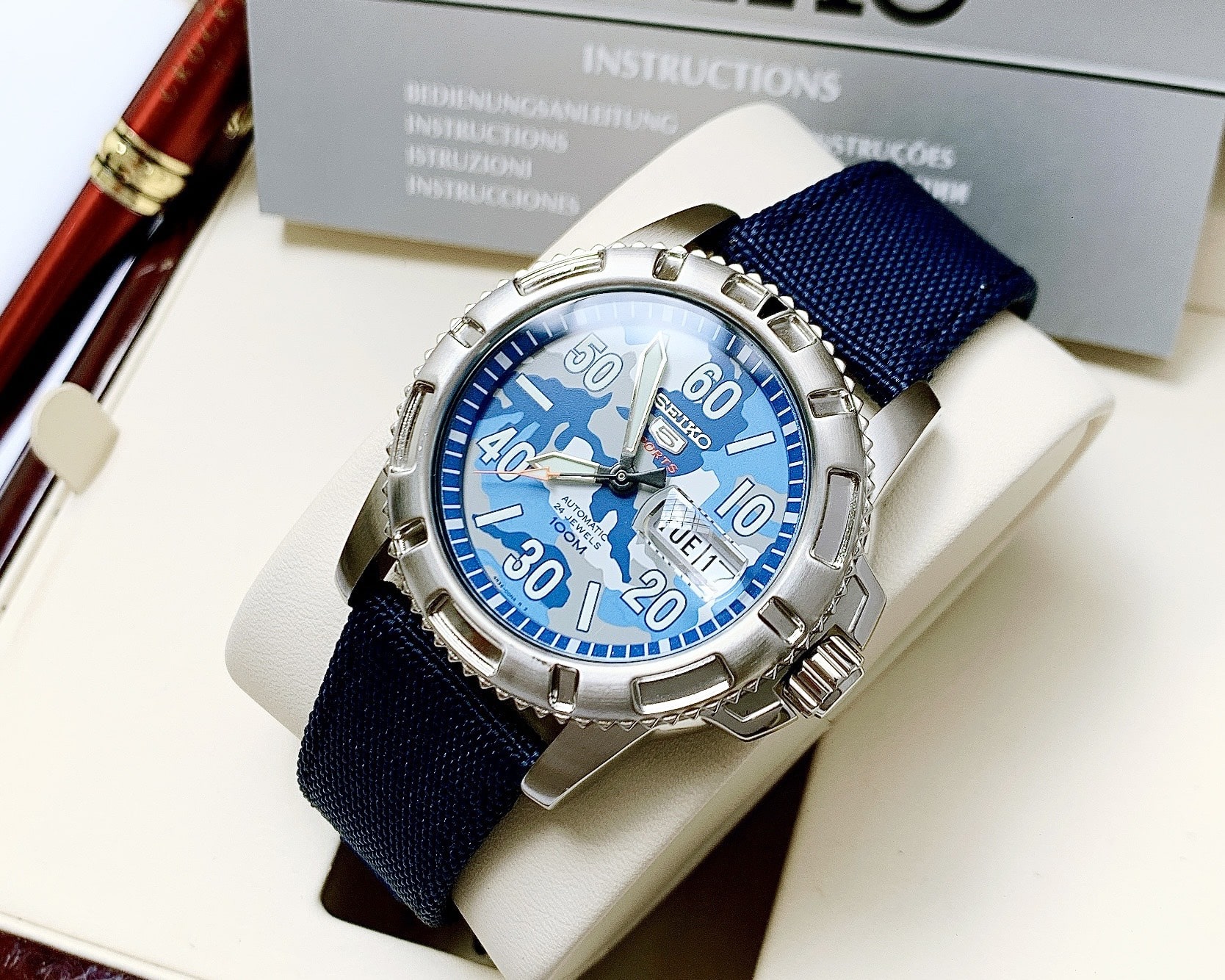 Đồng Hồ Nam Seiko 5 SRP223K2 Máy Automatic Dây Dù Blue 