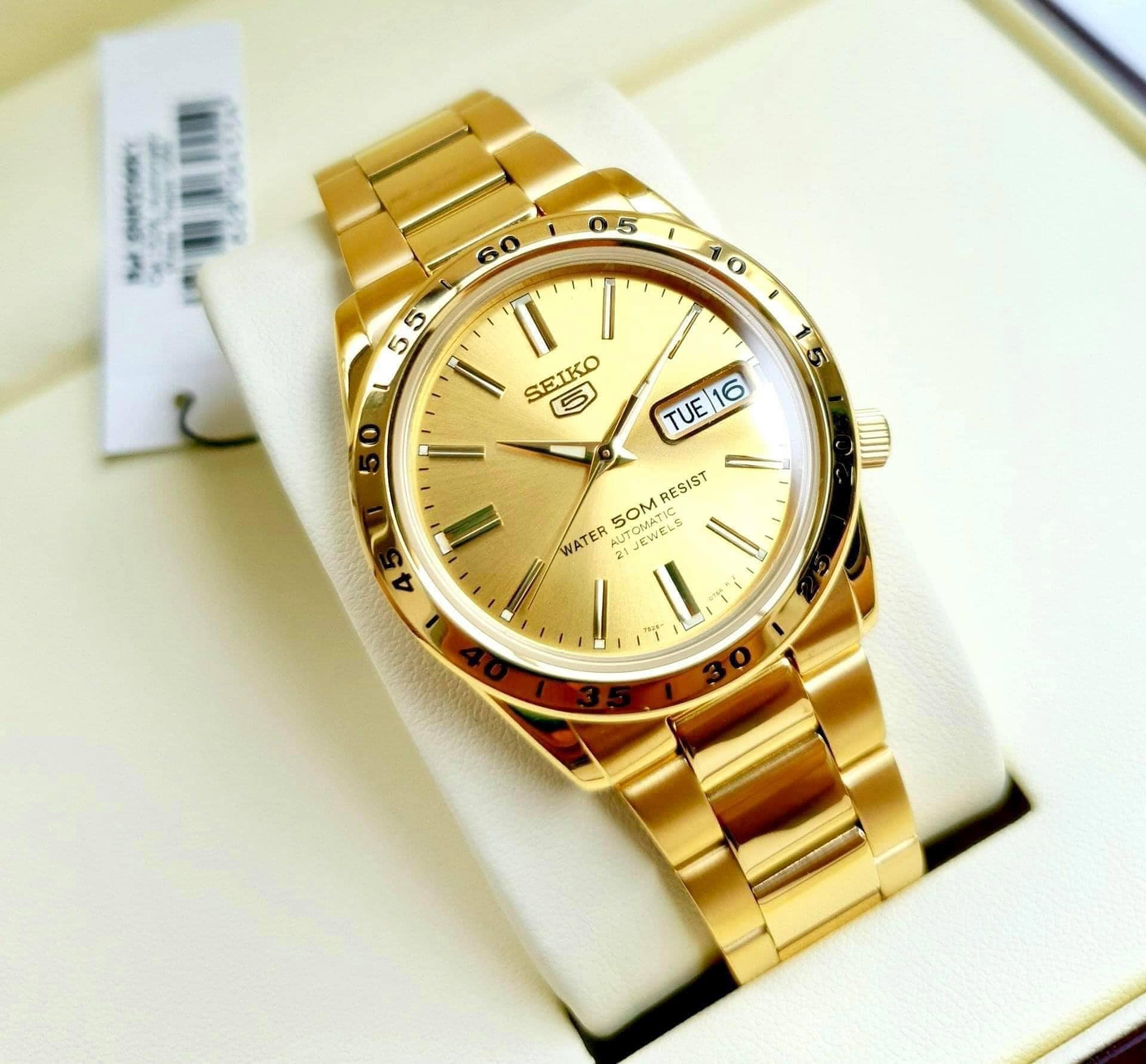 Đồng Hồ Nam SEIKO SNKE06K1 Máy Automatic Dây Sắt Full Gold 