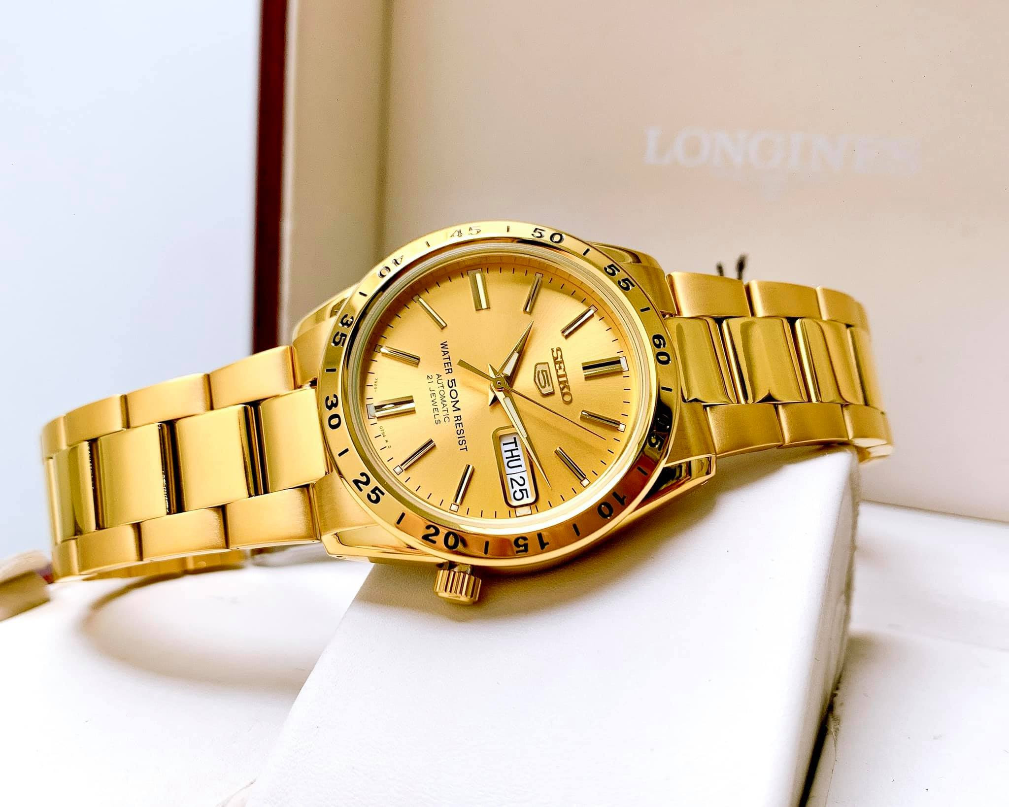 Đồng Hồ Nam SEIKO SNKE06K1 Máy Automatic Dây Sắt Full Gold 