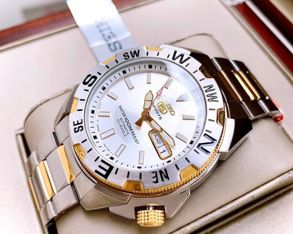 Đồng Hồ Nam SEIKO 5 SNZF08J1 Automatic Dây Sắt Demi Vàng 