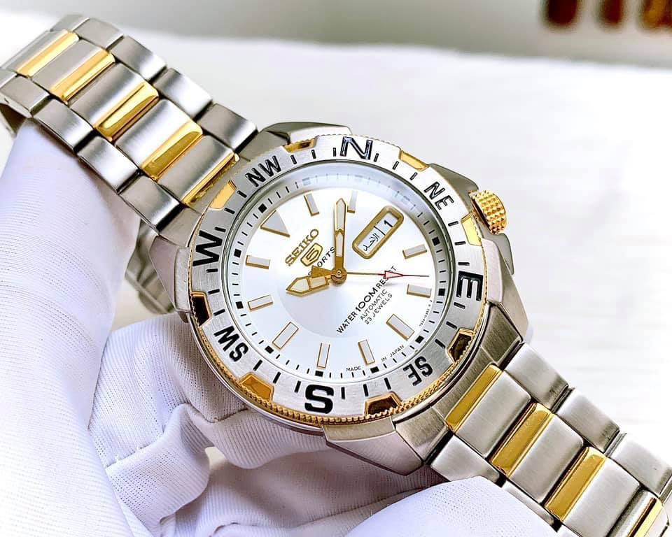 Đồng Hồ Nam SEIKO 5 SNZF08J1 Automatic Dây Sắt Demi Vàng 