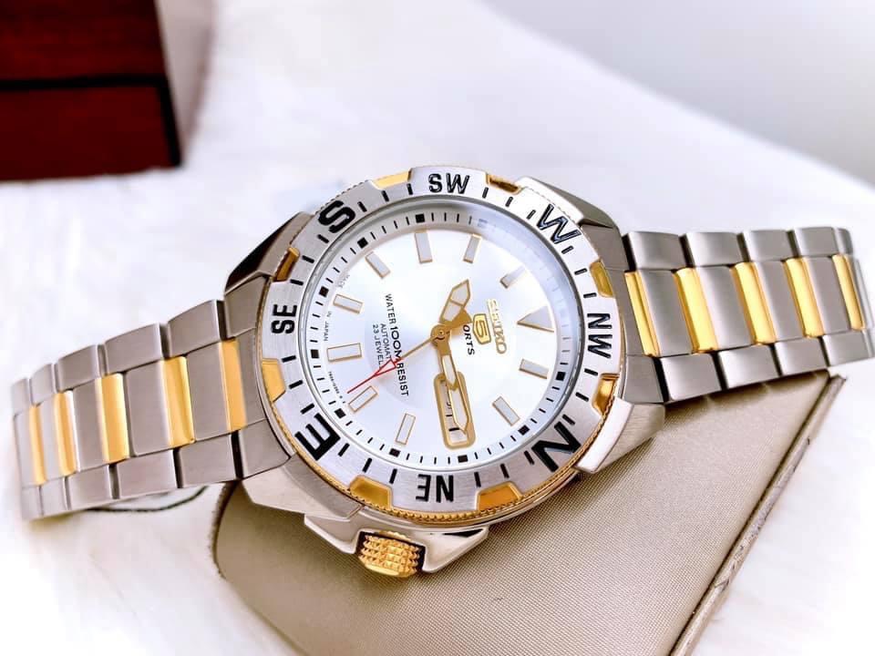 Đồng Hồ Nam SEIKO 5 SNZF08J1 Automatic Dây Sắt Demi Vàng 