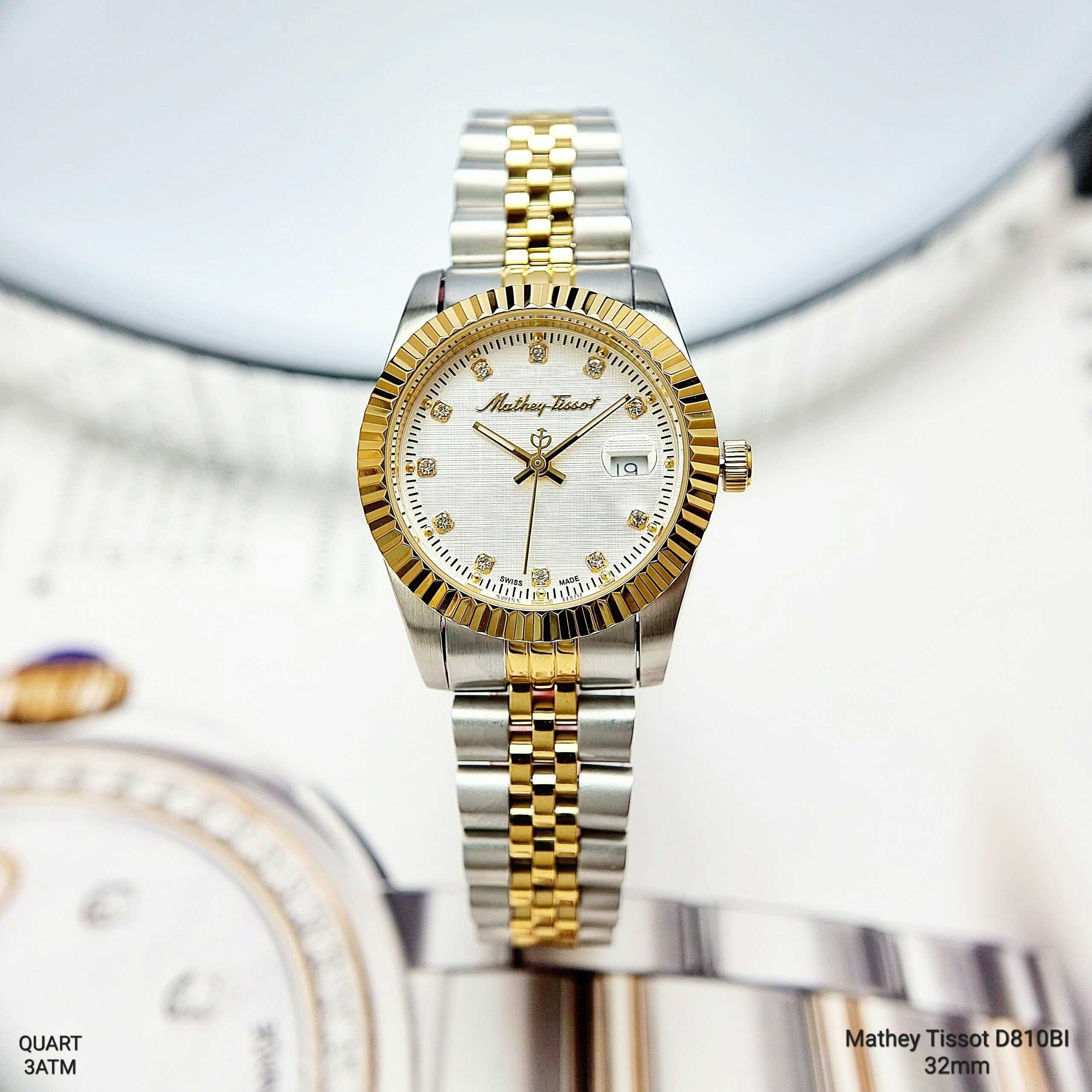 Đồng hồ Nữ Mathey Tissot D810BI Quartz Dây Sắt Demi Gold 