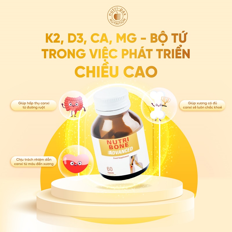 Ca - K2 - D3 - Mg “BỘ TỨ QUYỀN LỰC” GIÚP PHÁT TRIỂN CHIỀU CAO